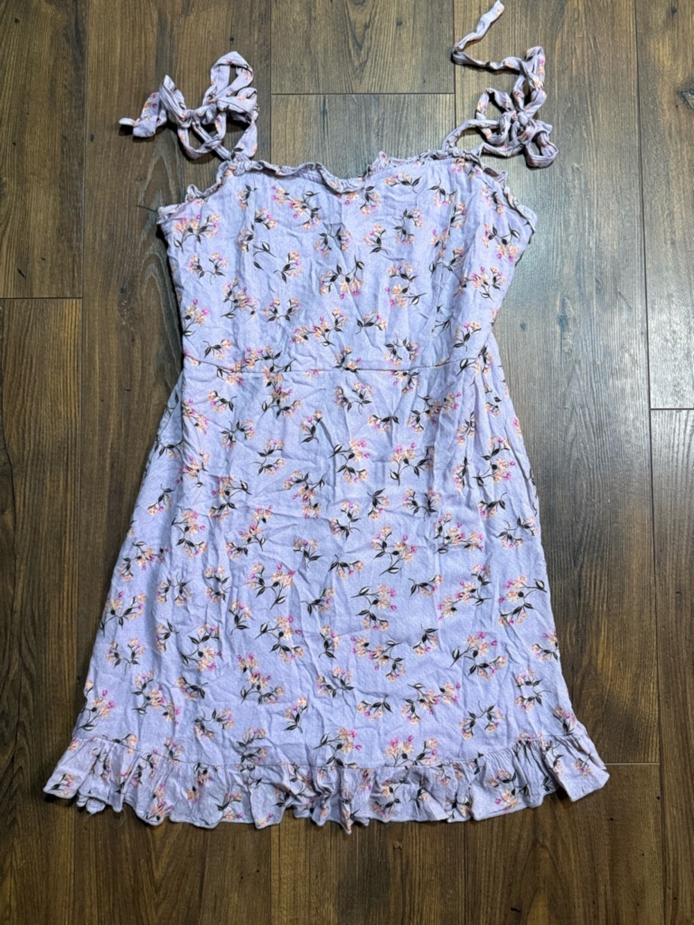 Altar’d State Women’s Floral Tie Strap Dress, Lavender, Back Zipper Lined